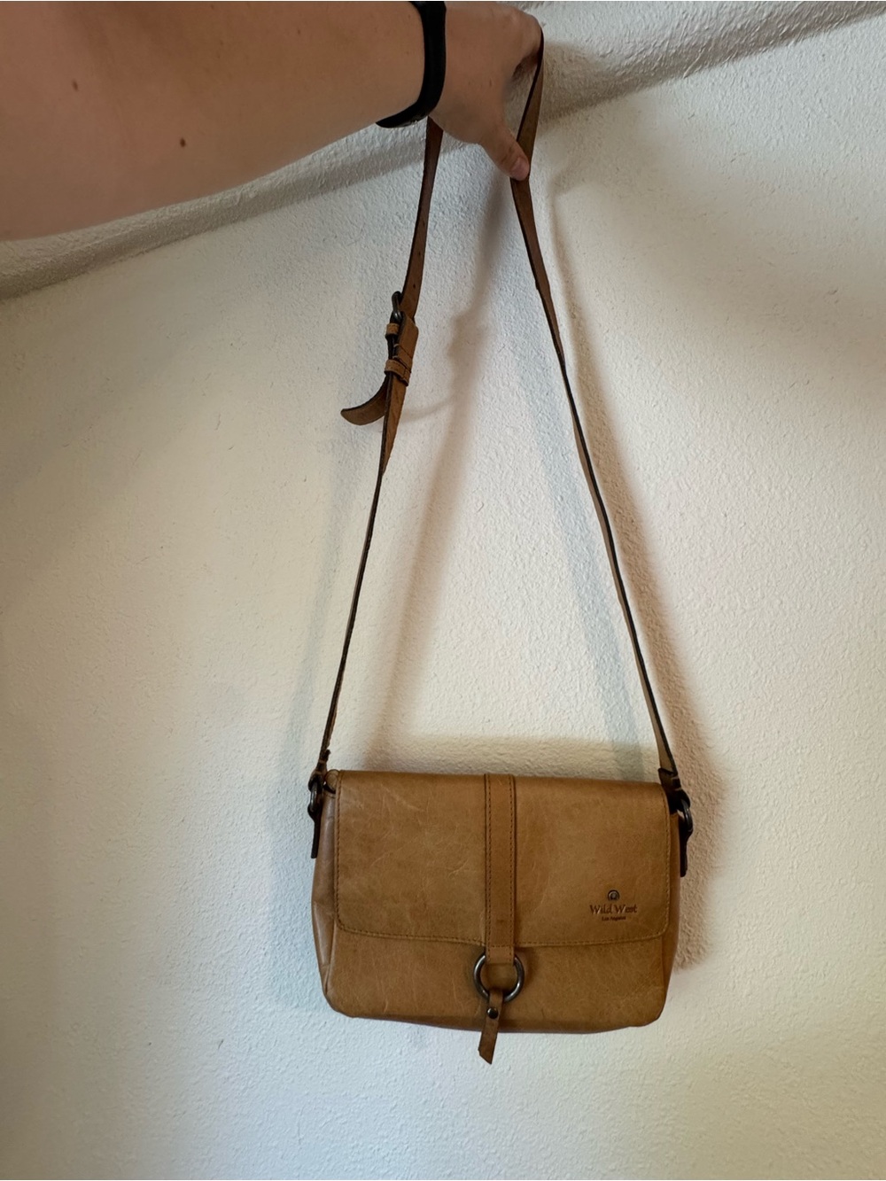 Wild West Willow Tan Leather Messenger Crossbody Bag